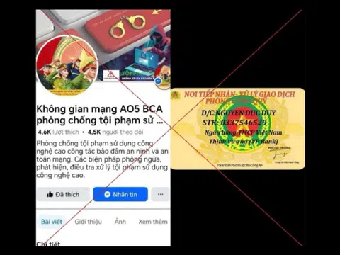 Cảnh giác với trang Facebook giả mạo Cục An ninh mạng hỗ trợ điều tra lừa đảo